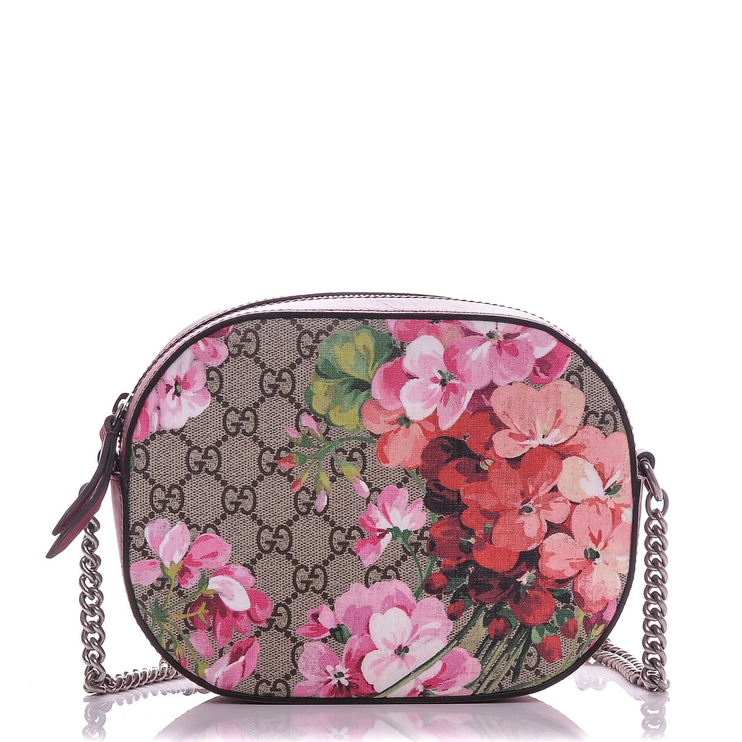 GG Supreme Monogram Blooms Mini Chain Shoulder Bag Beige Multicolor Dry Rose