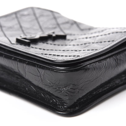 Saint Laurent Crinkled Calfskin Matelasse Monogram Niki Chain Wallet Black 7 of 10