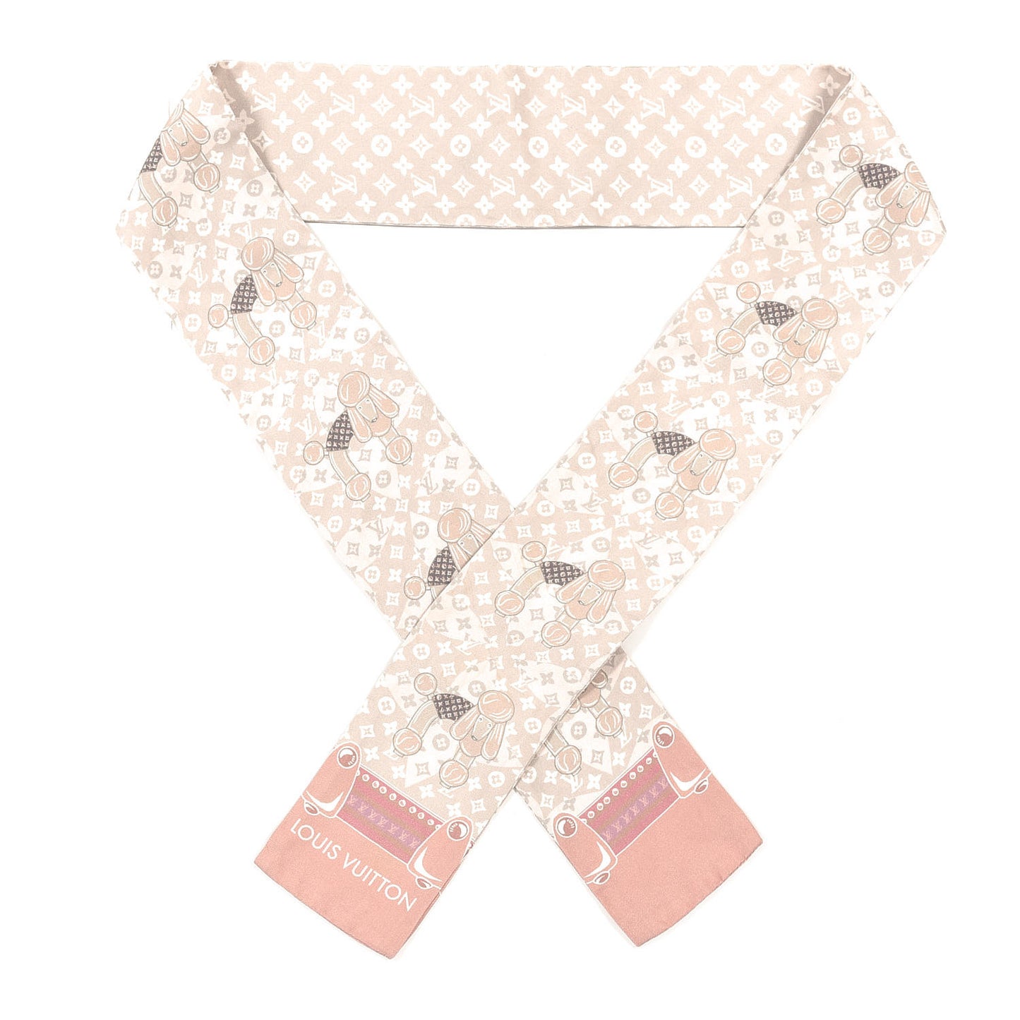 Silk Monogram Poodle Animalle Bandeau Rose Pale