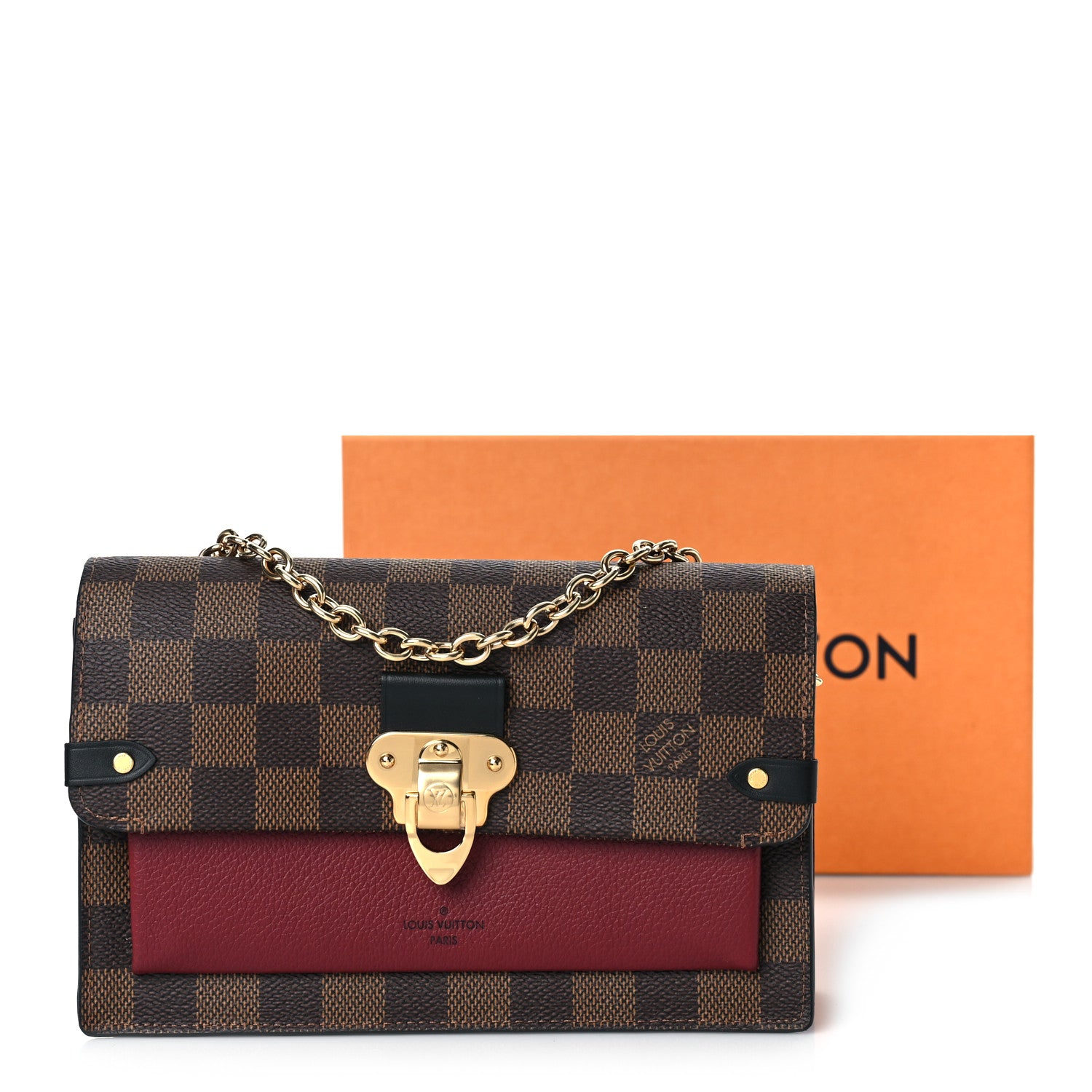 Louis Vuitton Damier Ebene Vavin Chain Wallet Red 9 of 9