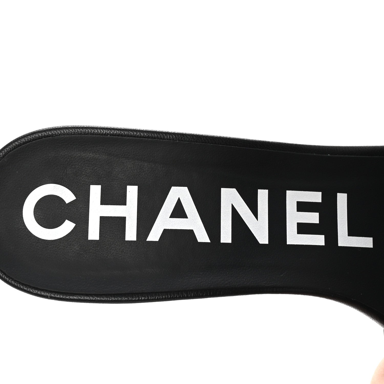Chanel Lambskin Quilted Textured CC Mules 38 Black 8 of 10