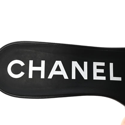 Chanel Lambskin Quilted Textured CC Mules 38 Black 8 of 10
