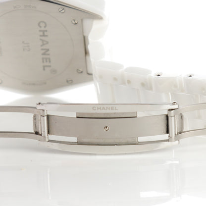 Chanel Stainless Steel Ceramic Diamond Bezel 41mm J12 Chronograph Automatic Watch White 6 of 8