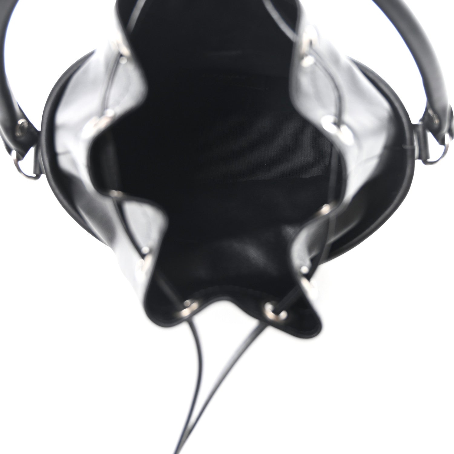 Saint Laurent Smooth Calfskin Studded Small Bahia Drawstring Bucket Bag Black 5 of 9