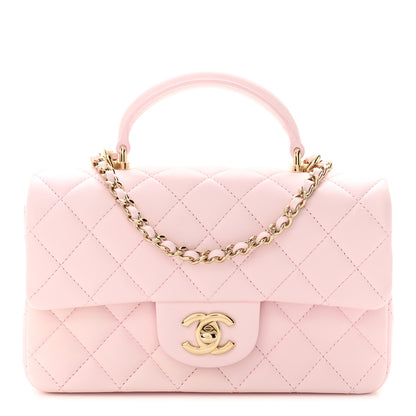 Chanel Lambskin Quilted Mini Top Handle Rectangular Flap Light Pink 1 of 10