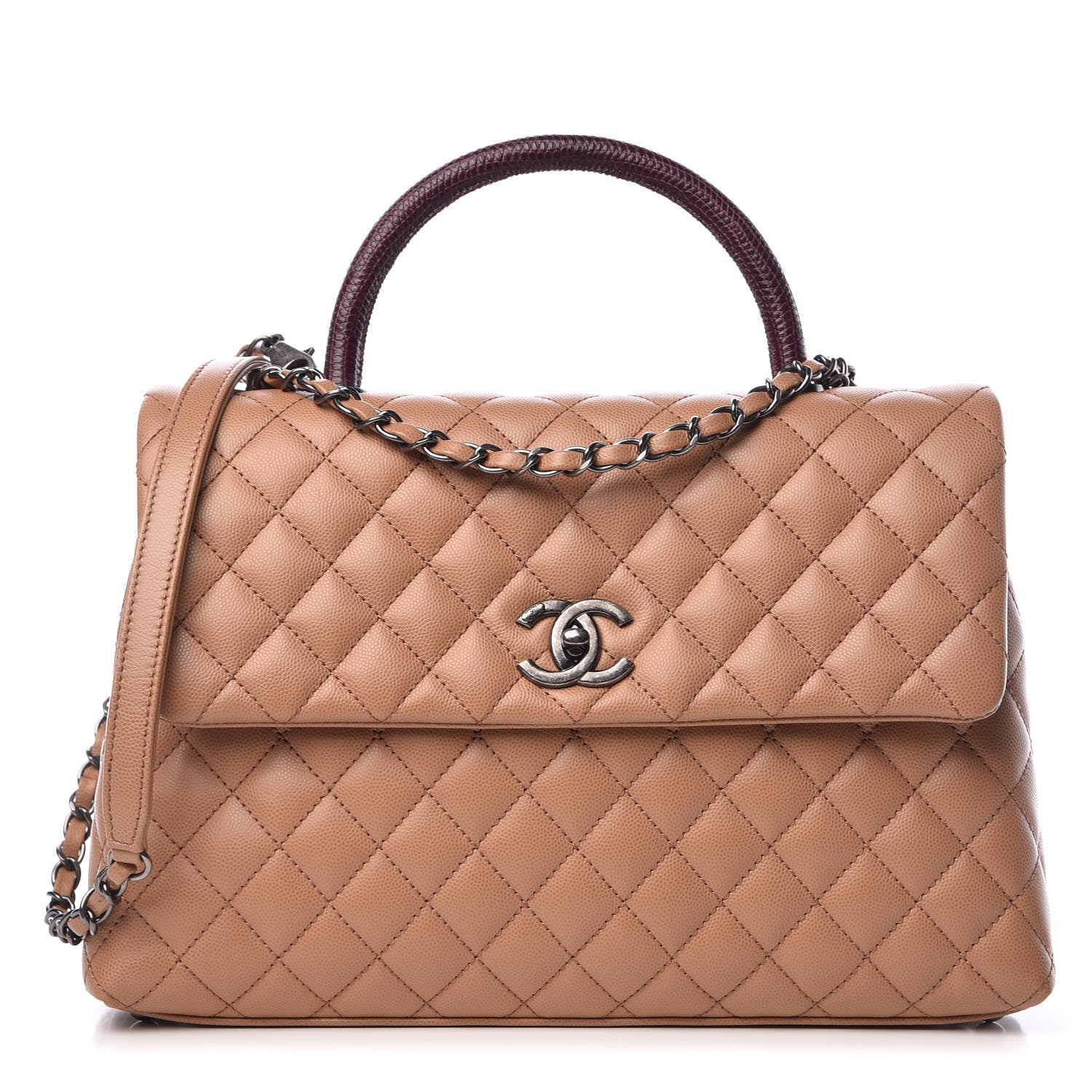 Chanel Caviar Lizard Quilted Large Coco Handle Flap Beige 1 of 9