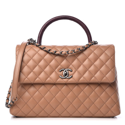 Chanel Caviar Lizard Quilted Large Coco Handle Flap Beige 1 of 9