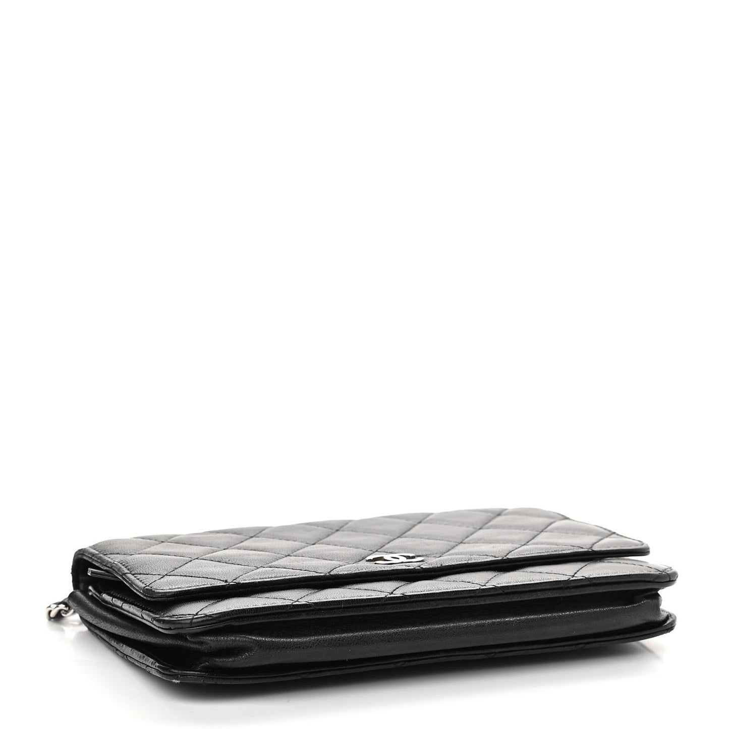 Lambskin Quilted Wallet On Chain WOC Black