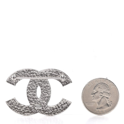 Chanel Crystal Heart CC Brooch Silver 2 of 3