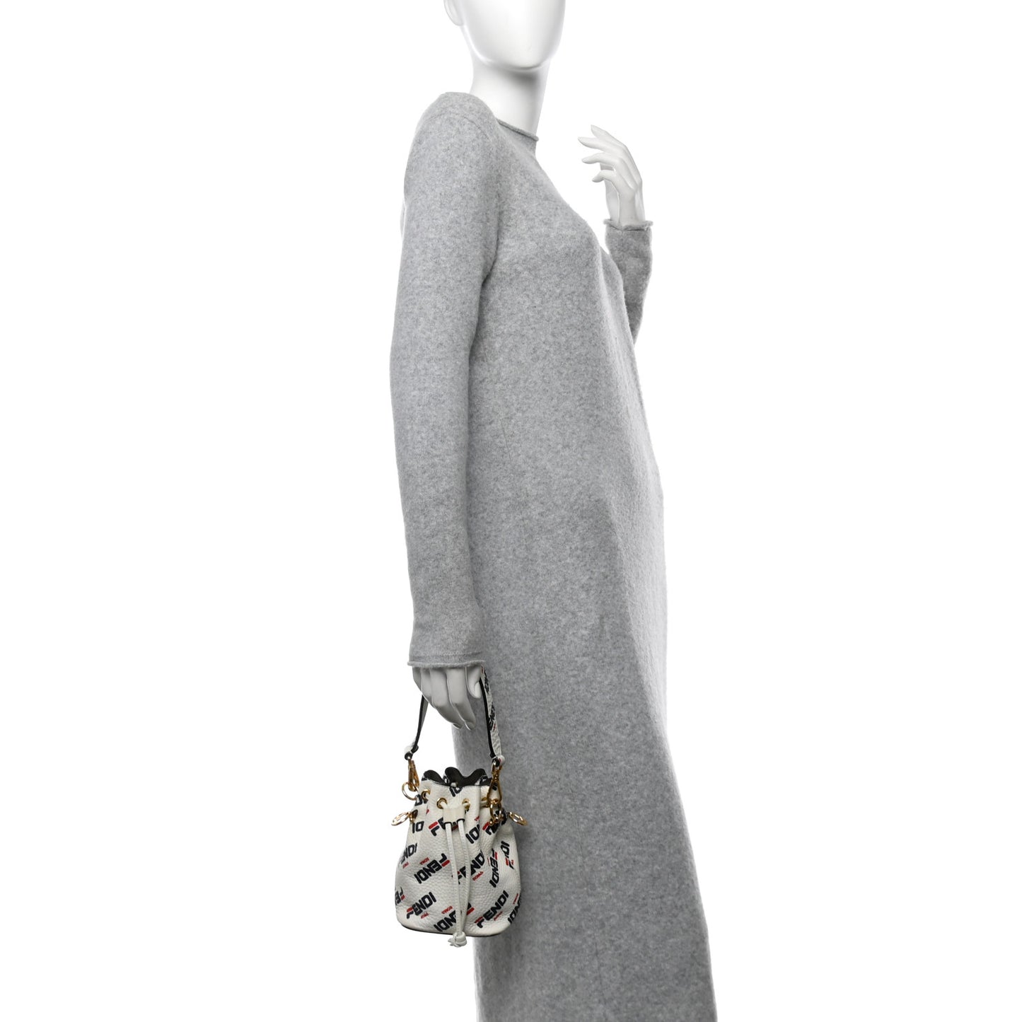 X FILA Vitello F is Fendi Mania Mini Mon Tresor Bucket Bag White