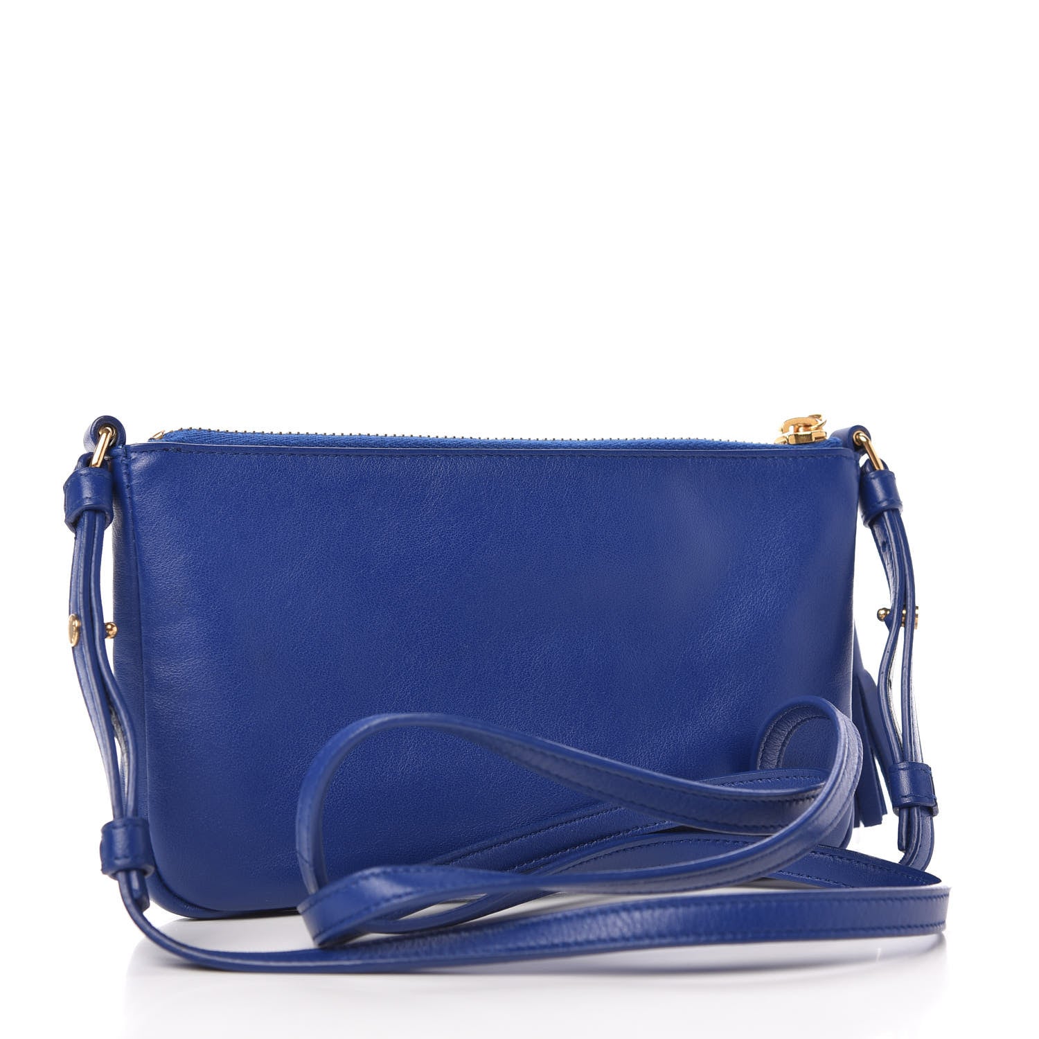 Saint Laurent Calfskin Monogram Phone Pouch Crossbody Bag Blue Majorelle 3 of 11