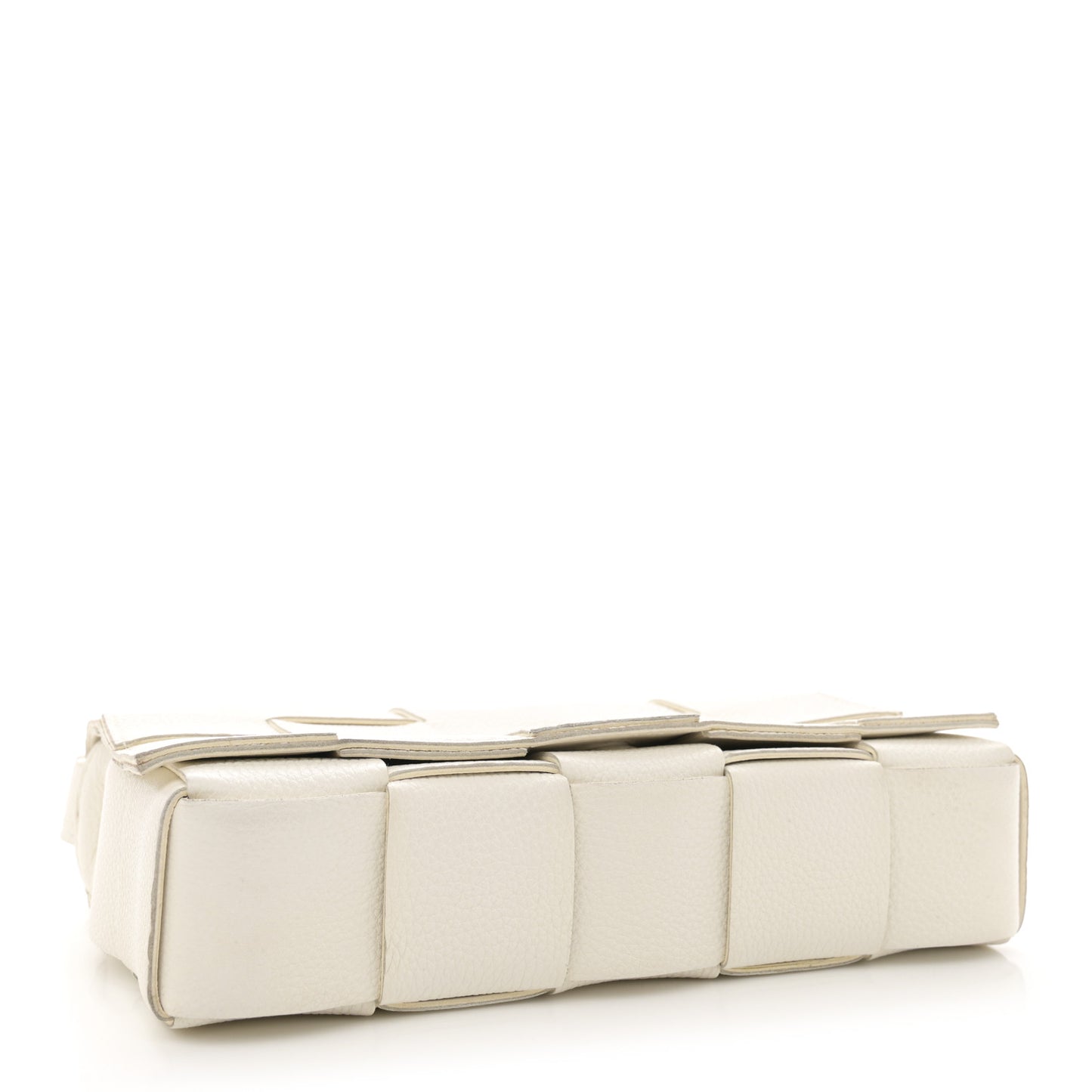 Grained Calfskin Maxi Intrecciato Cassette Crossbody Bag White