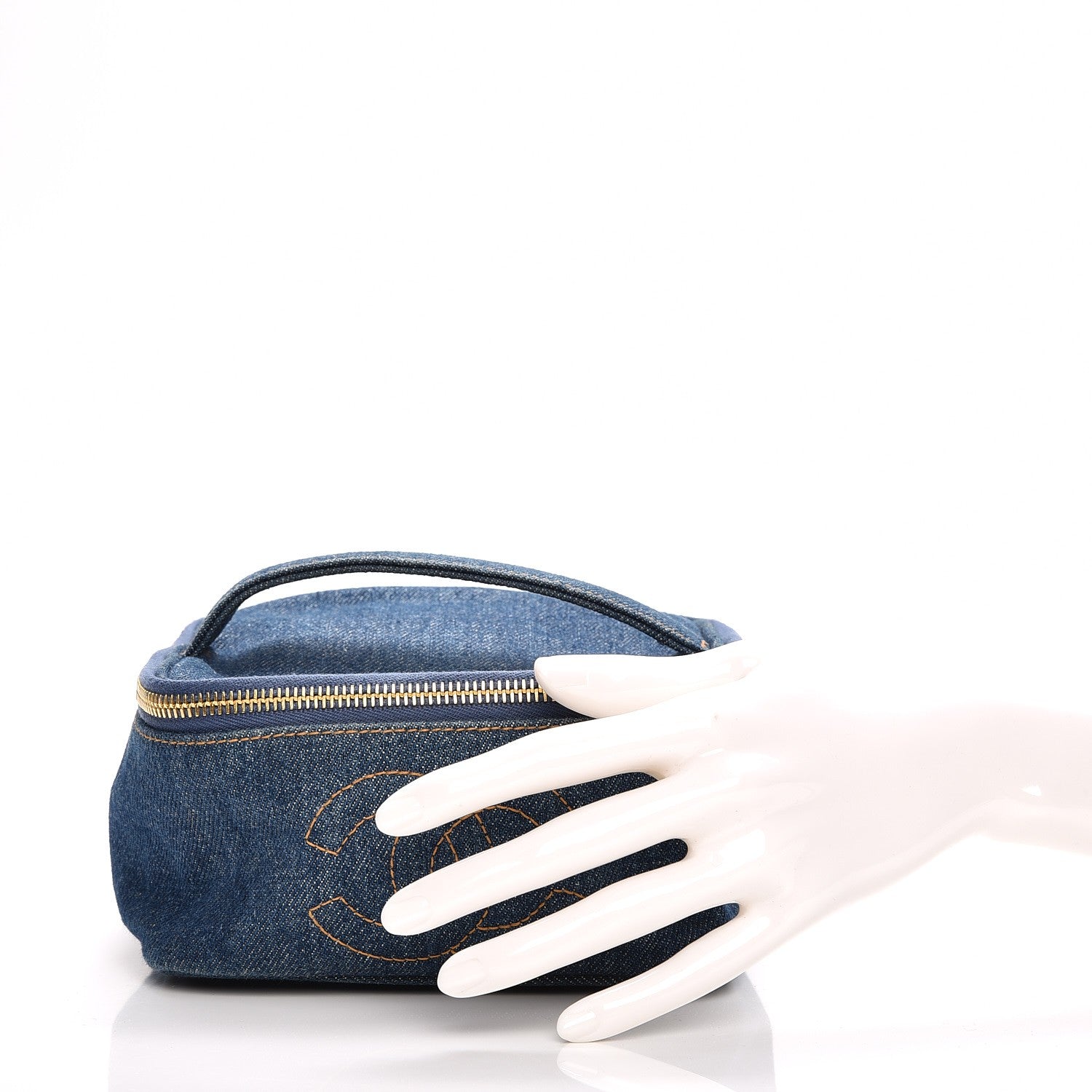 Chanel Denim Vanity Cosmetic Case Blue 2 of 8