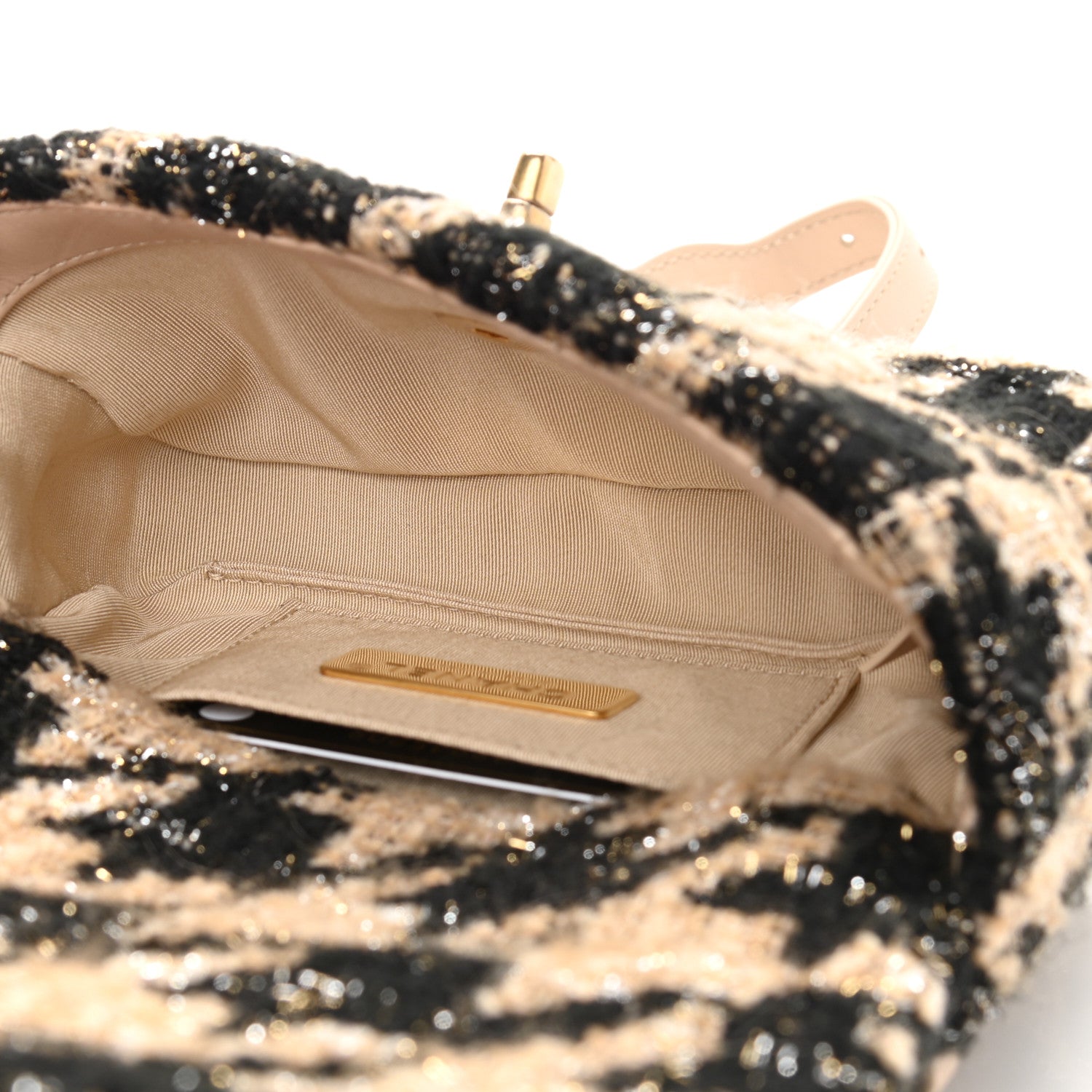 Chanel Tweed Quilted Chanel 19 Waist Bag Beige Black 4 of 9