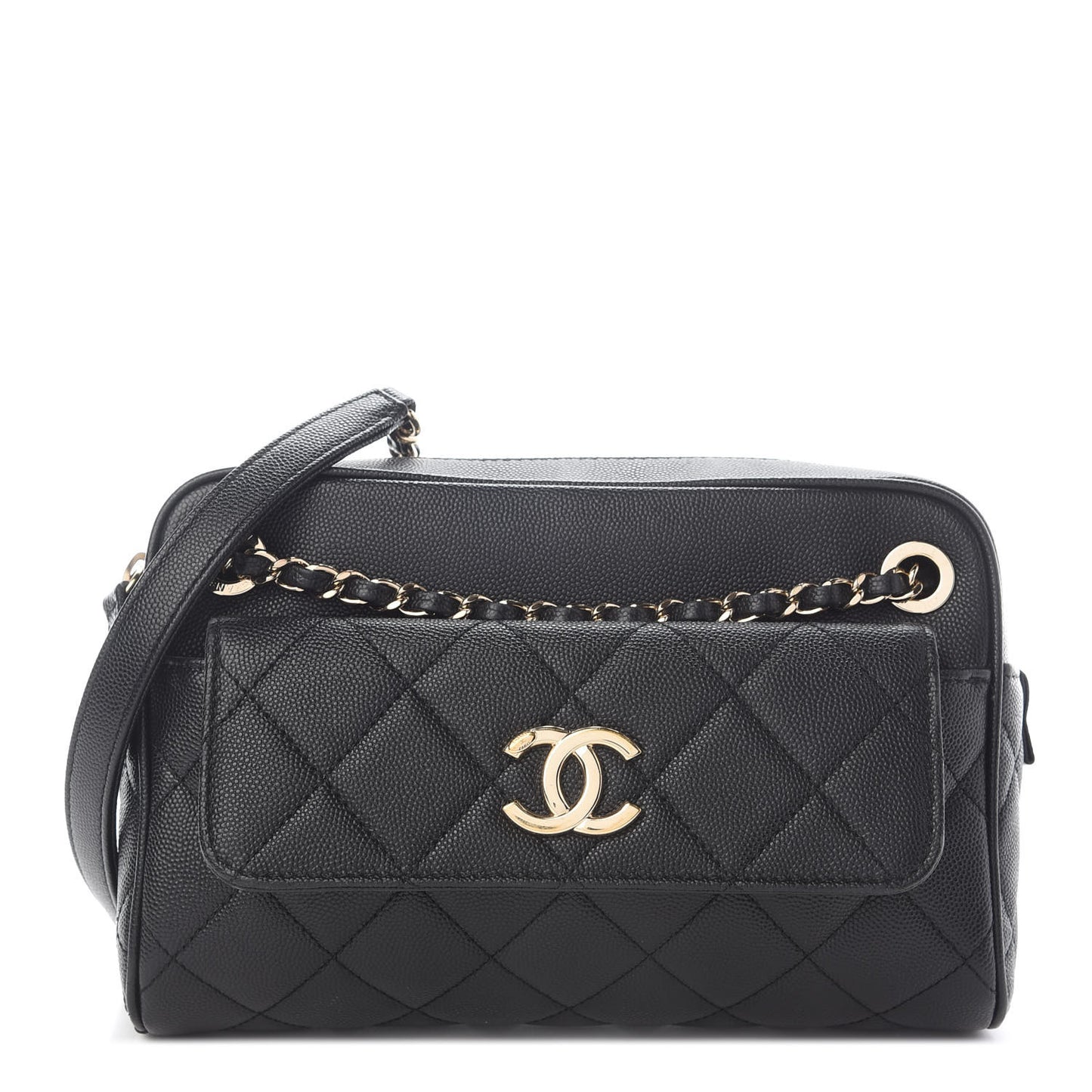 Caviar Quilted Small In & Out Camera Case Black