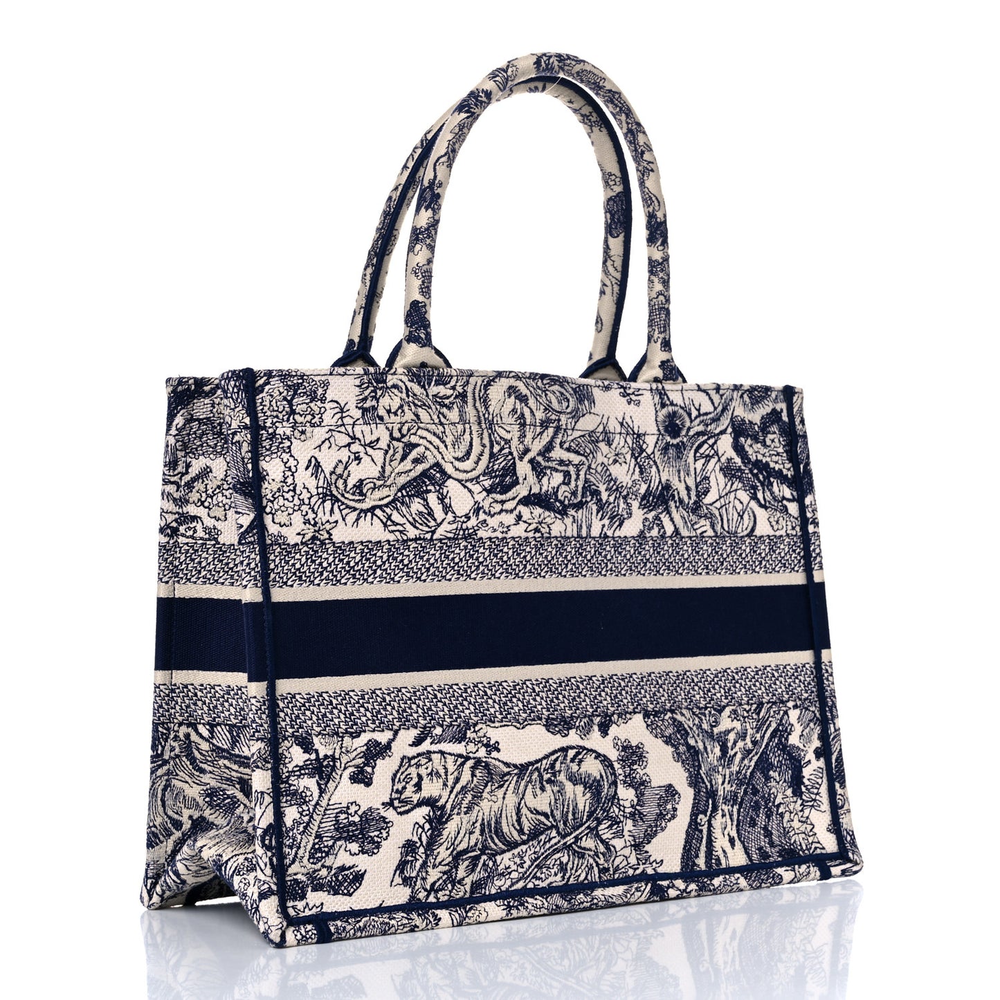 Canvas Embroidered Medium Dioriviera Toile De Jouy Book Tote Blue