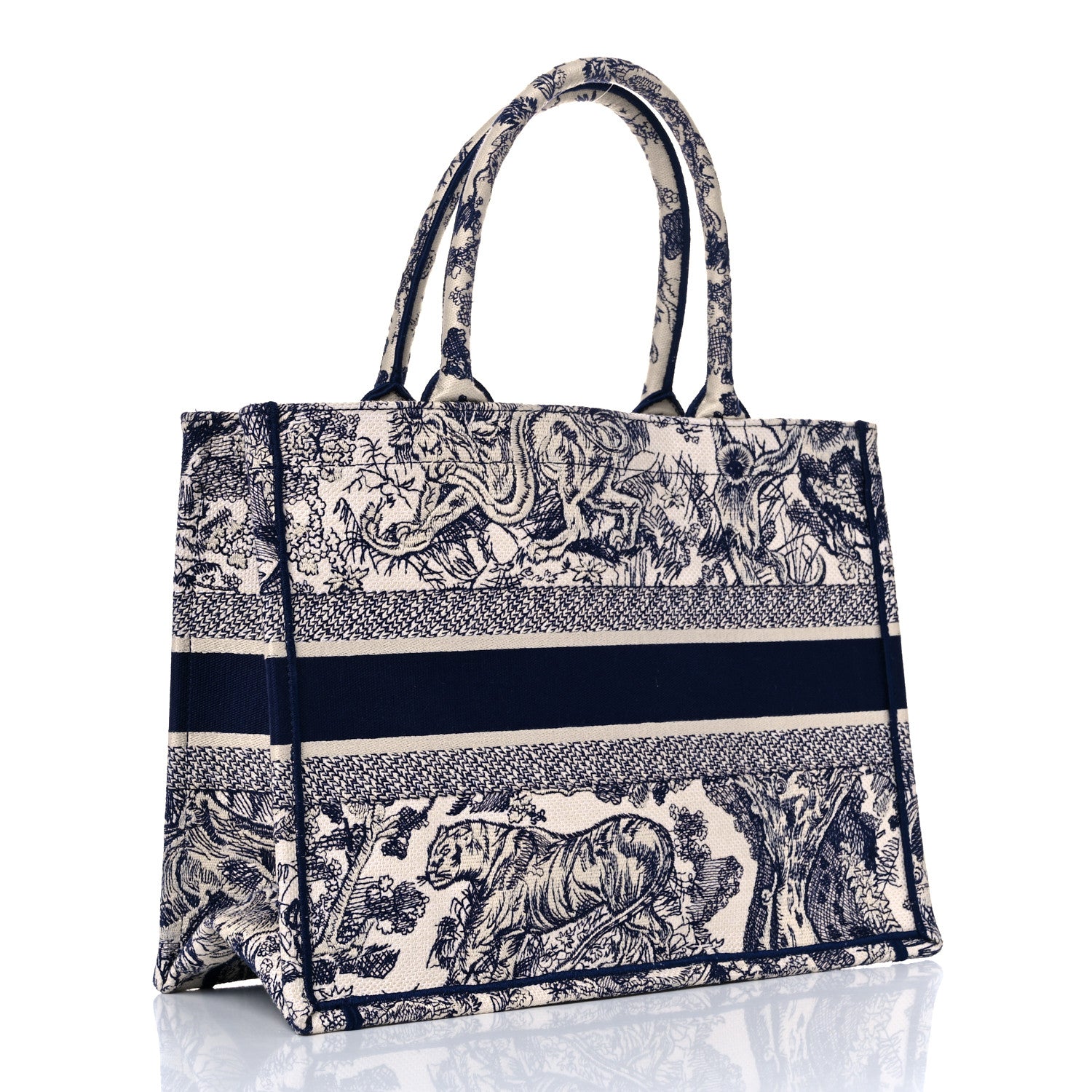 Christian Dior Canvas Embroidered Medium Dioriviera Toile De Jouy Book Tote Blue 2 of 11