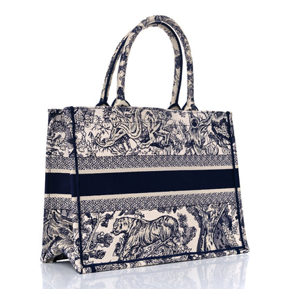 Christian Dior Canvas Embroidered Medium Dioriviera Toile De Jouy Book Tote Blue 2 of 11