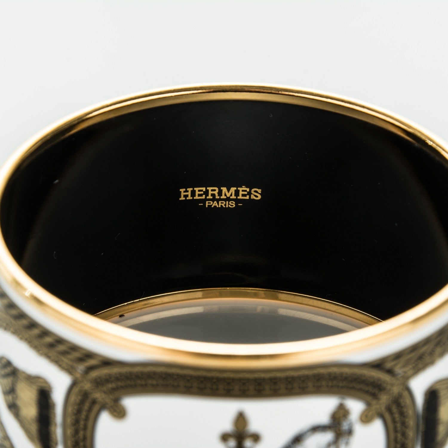 Hermes Enamel Printed Grand Apparat Extra Wide Bracelet 62 White 4 of 5