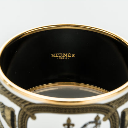Hermes Enamel Printed Grand Apparat Extra Wide Bracelet 62 White 4 of 5