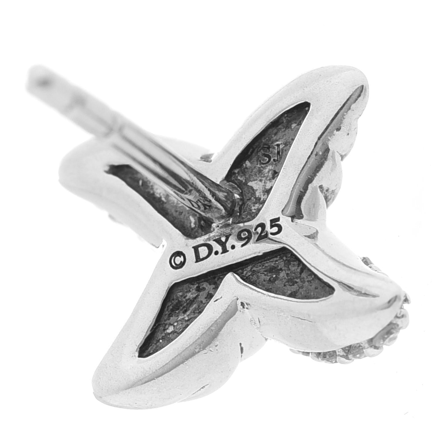 David Yurman Sterling Silver Diamond 8mm X Earrings 5 of 5