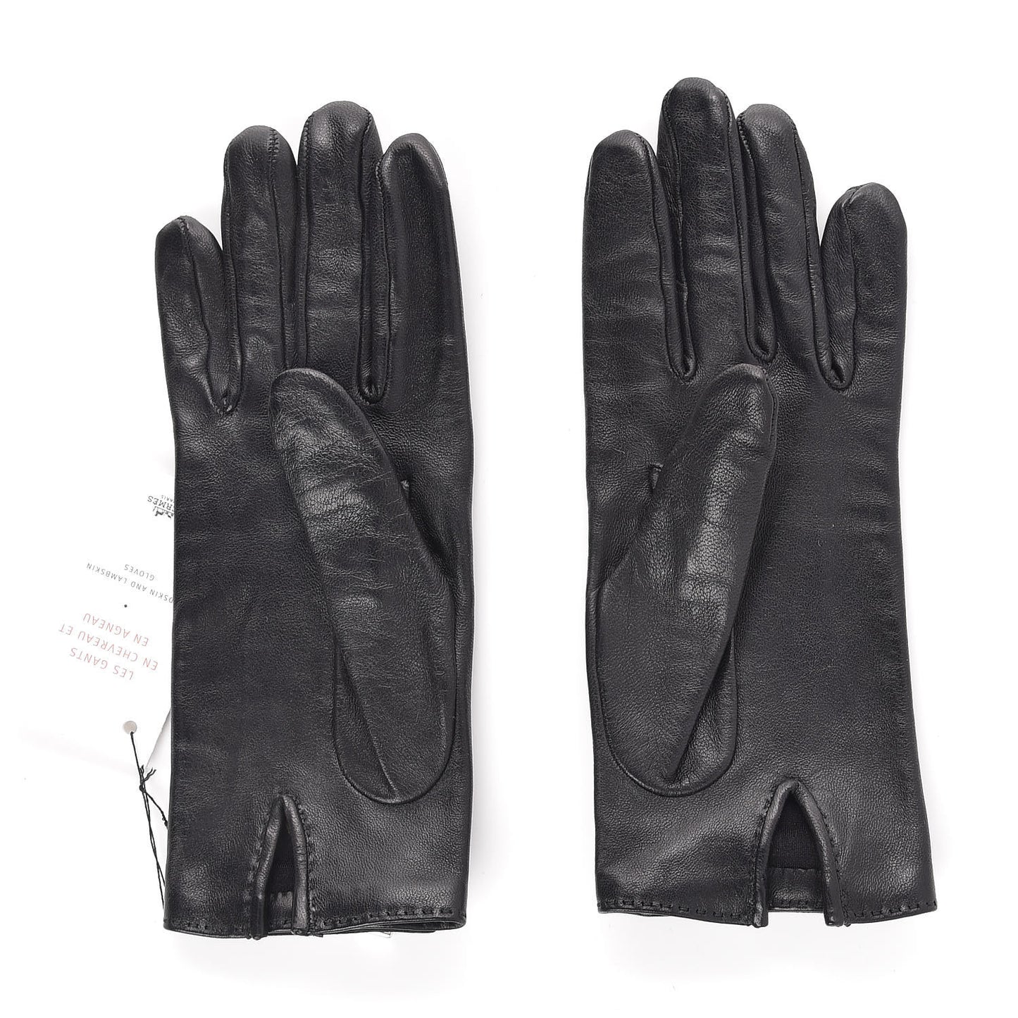 Lambskin Soya Kelly Lock Gloves 7 Black