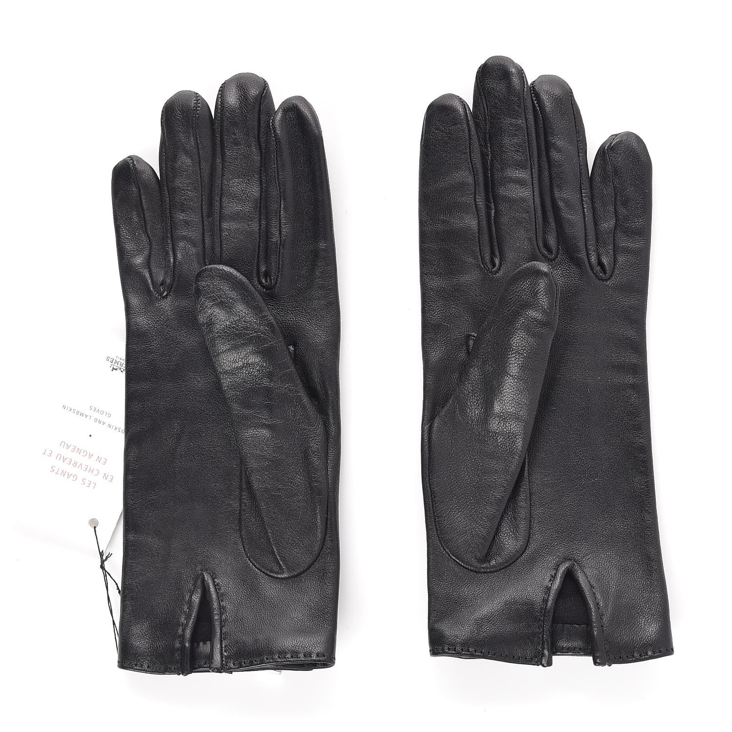 Hermes Lambskin Soya Kelly Lock Gloves 7 Black 2 of 3
