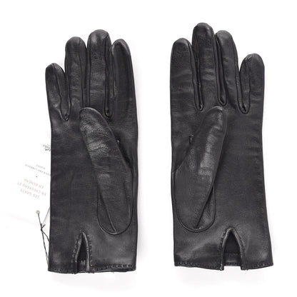 Hermes Lambskin Soya Kelly Lock Gloves 7 Black 2 of 3