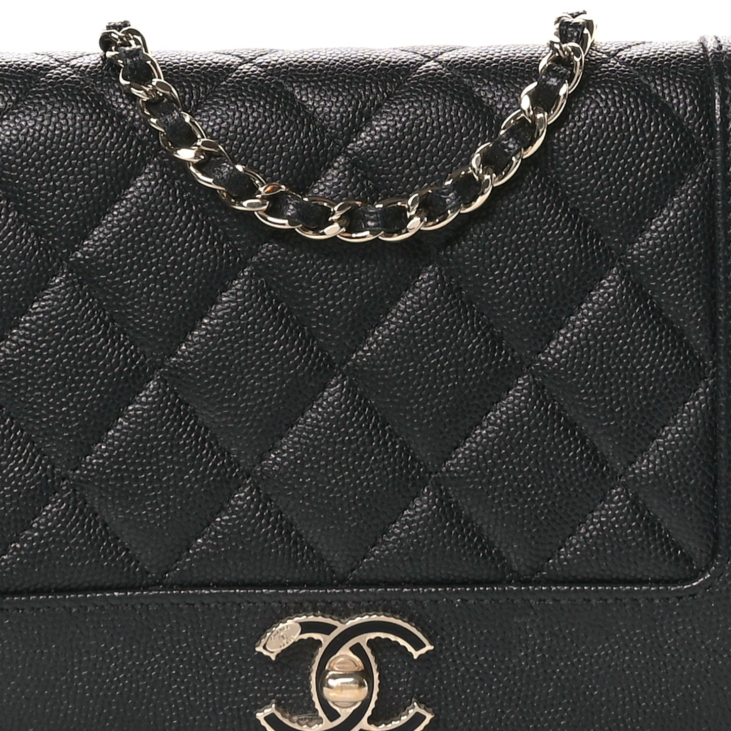 Caviar Quilted Vintage Mademoiselle Wallet On Chain WOC Black