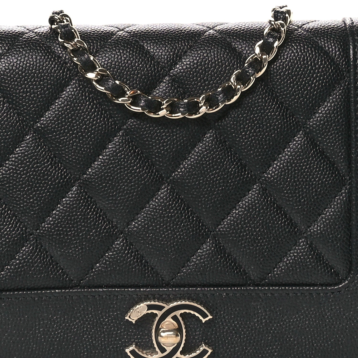 Chanel Caviar Quilted Vintage Mademoiselle Wallet On Chain WOC Black 9 of 12