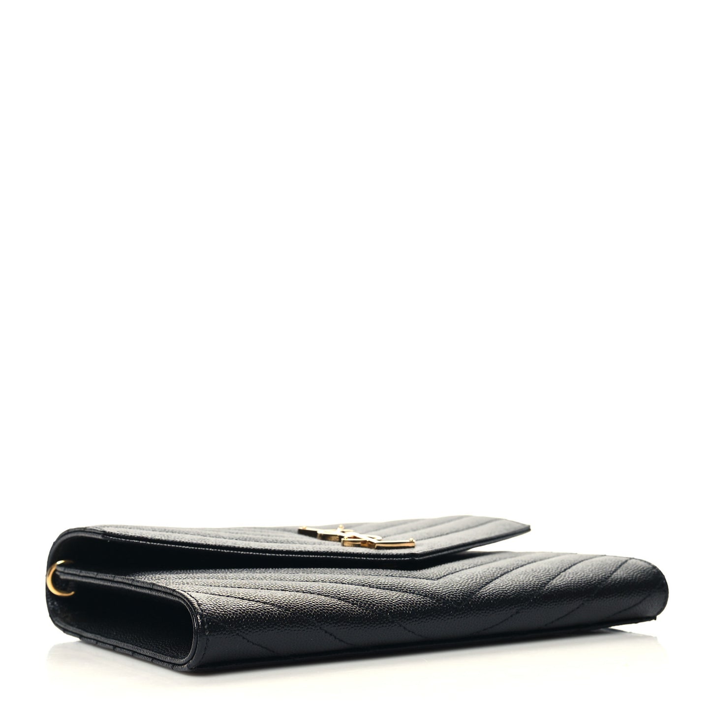 Grain De Poudre Matelasse Chevron Monogram Envelope Clutch Black