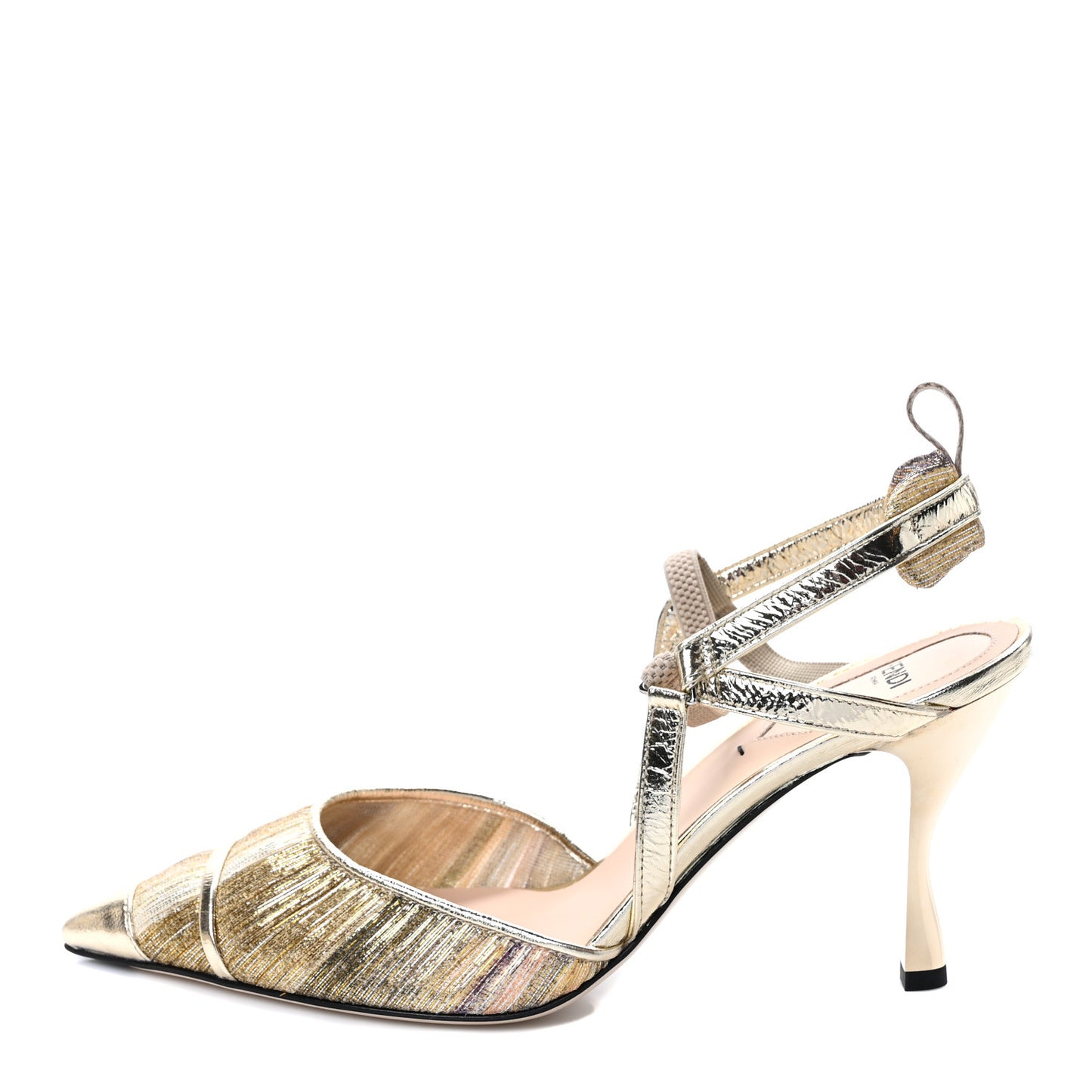 Laminated Fabric Nappa Colibri Lite 85mm Slingback Pumps 39 Gold Platino