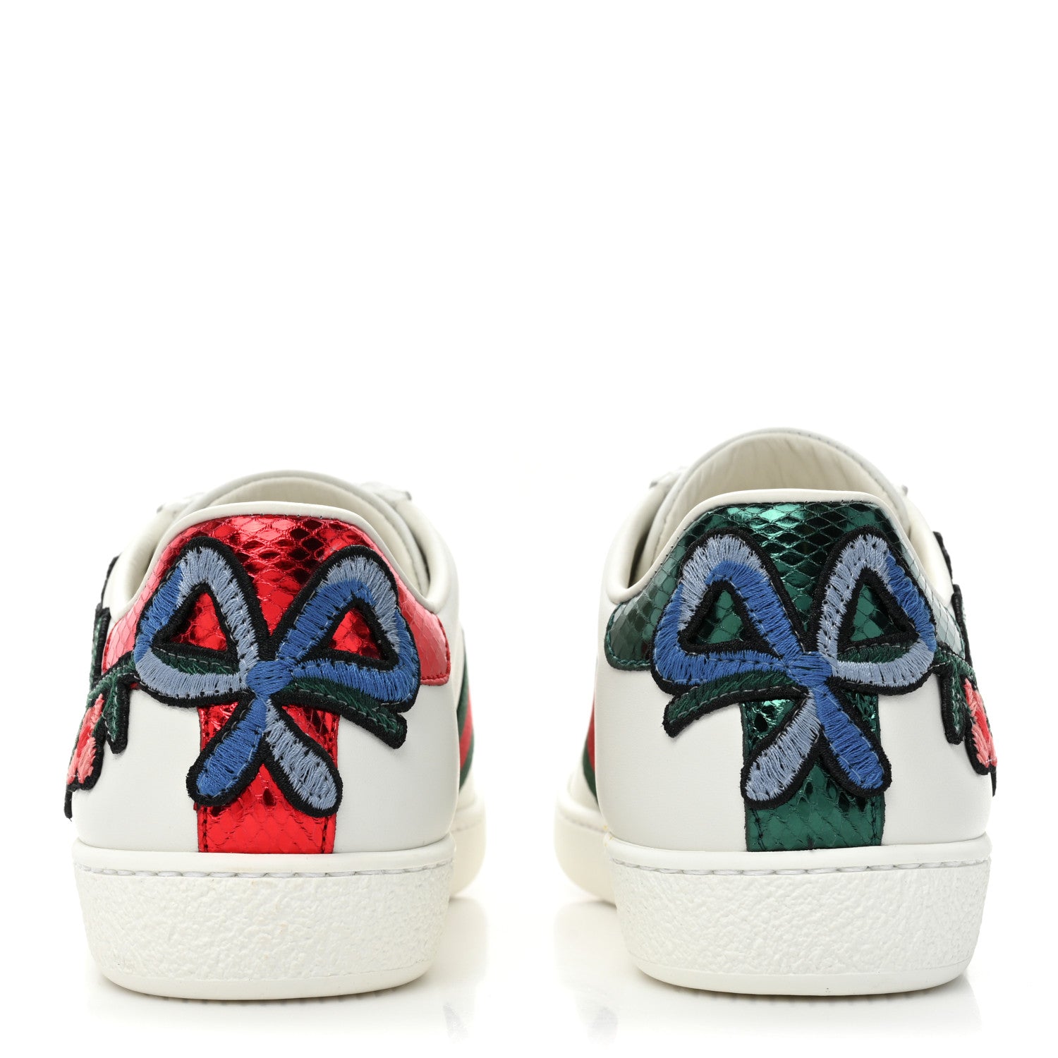 Gucci Calfskin Web Floral Embroidered Womens Ace Sneakers 35 White 4 of 10