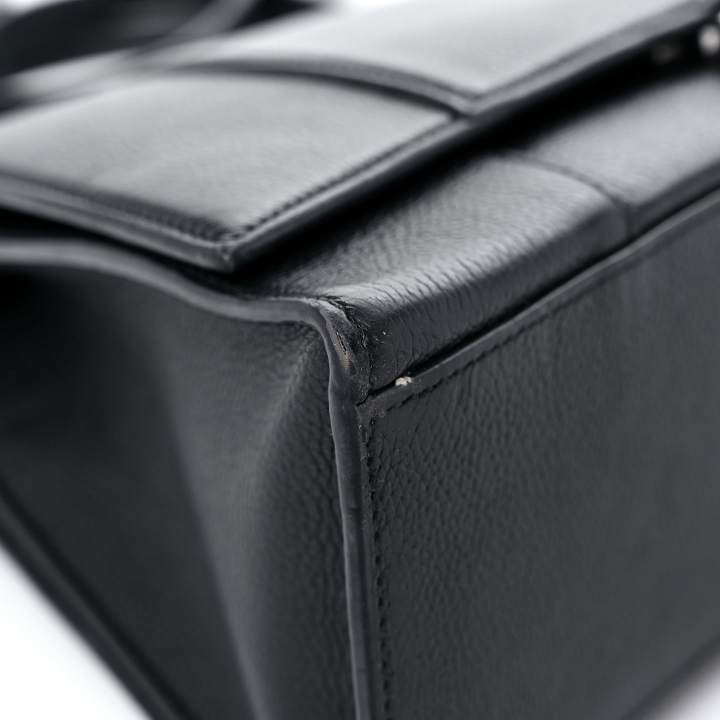 Grained Calfskin Medium Hourglass Top Handle Bag Black