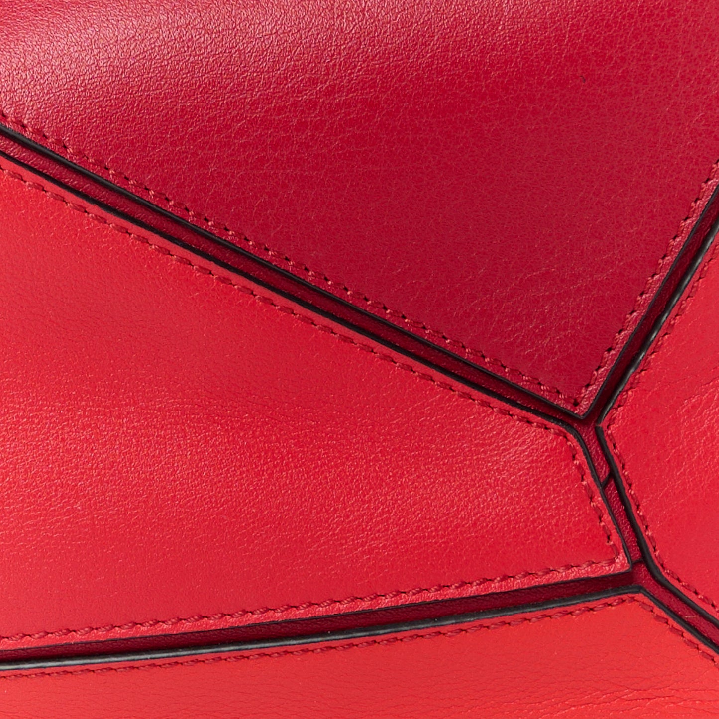 Calfskin Colorblock Small Puzzle Bag Red