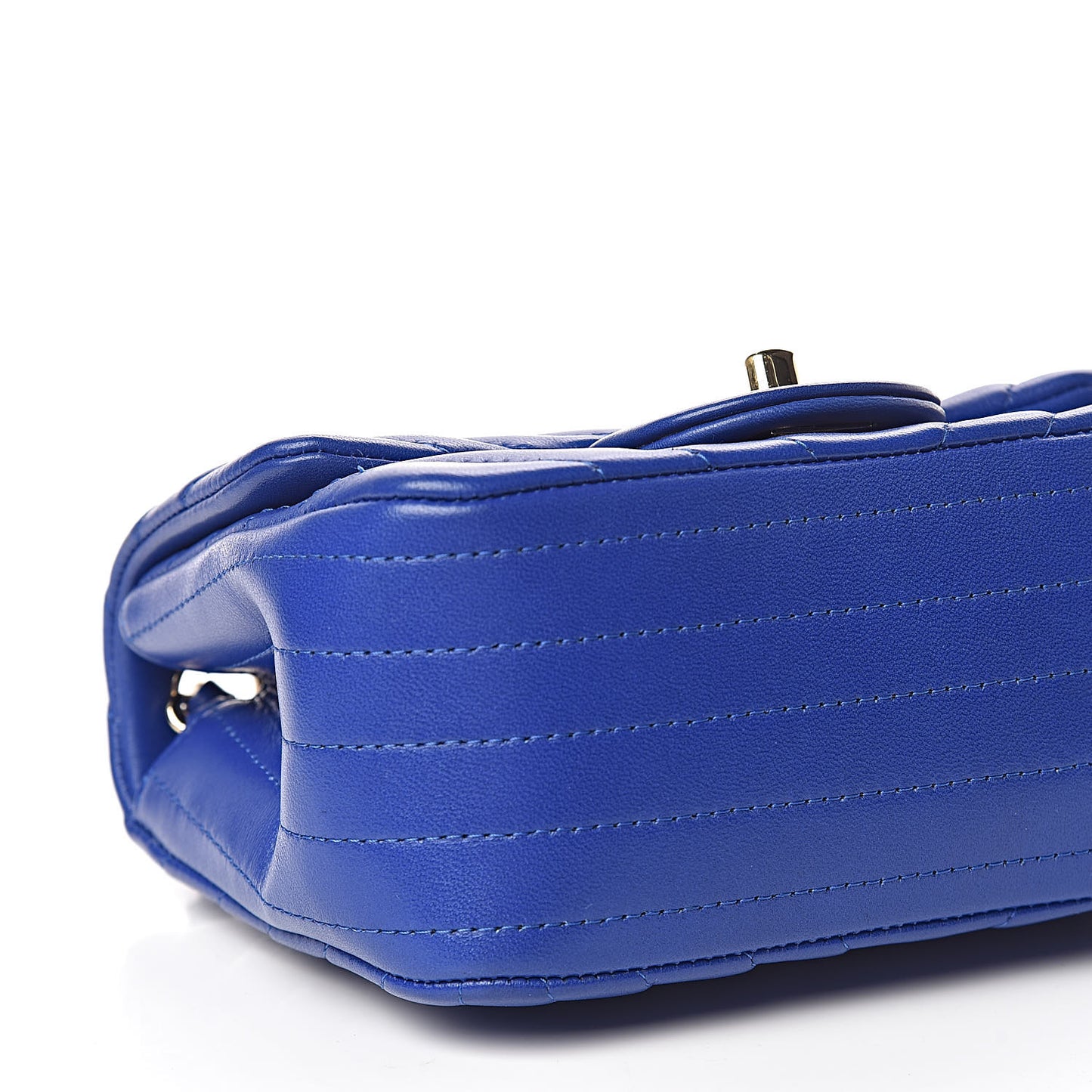 Lambskin Chevron Quilted Mini Square Flap Blue