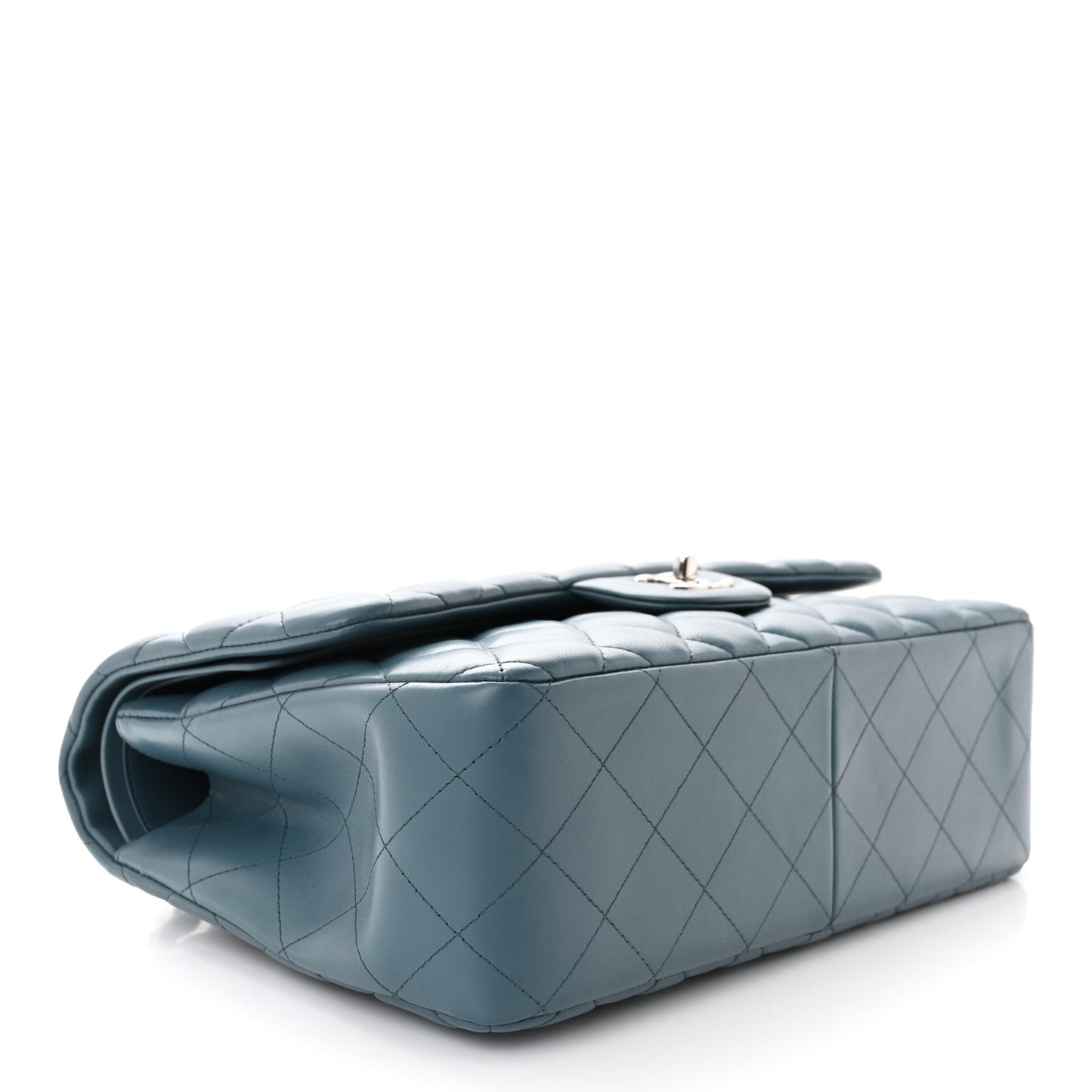 Lambskin Quilted Jumbo Double Flap Dark Blue