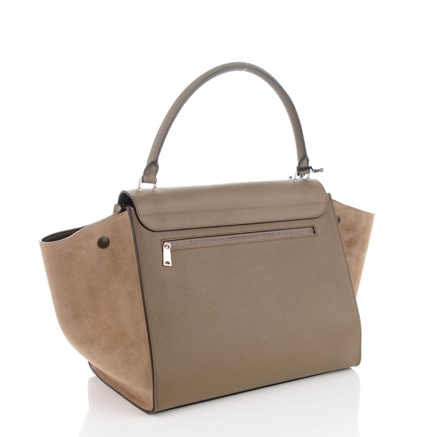 Celine Drummed Calfskin Suede Large Trapeze Souris 3 of 8