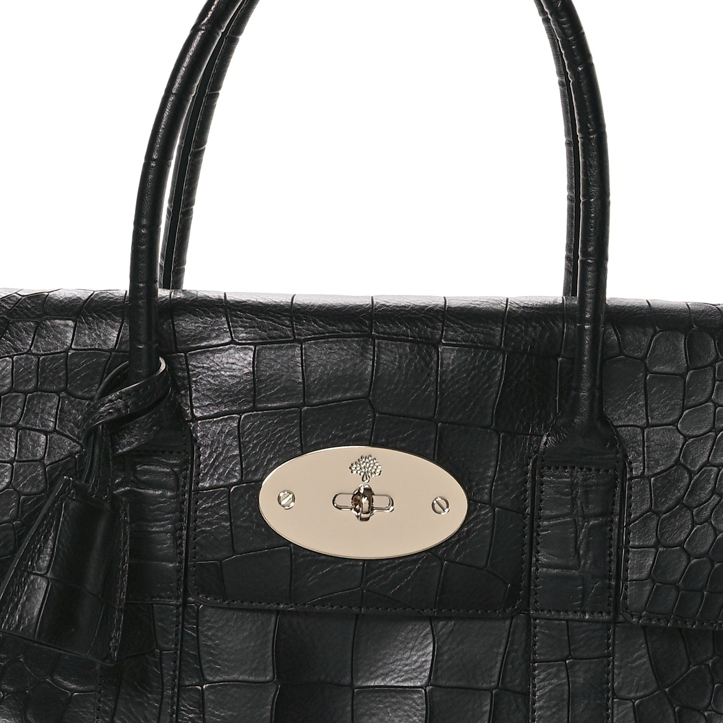 Calfskin Crocodile Embossed Bayswater Black