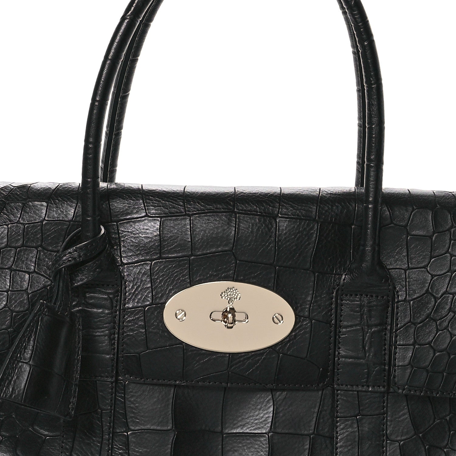 Mulberry Calfskin Crocodile Embossed Bayswater Black 9 of 11