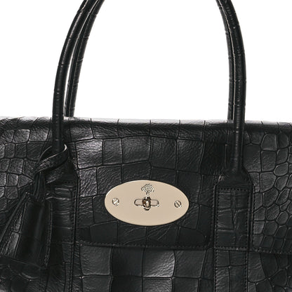 Mulberry Calfskin Crocodile Embossed Bayswater Black 9 of 11