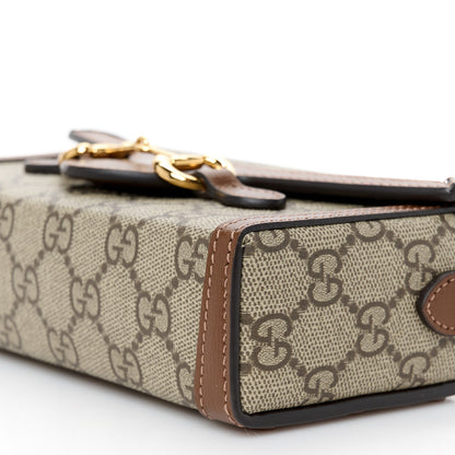 Gucci GG Supreme Monogram Mini Horsebit 1955 Shoulder Bag Beige Brown Sugar 10 of 10