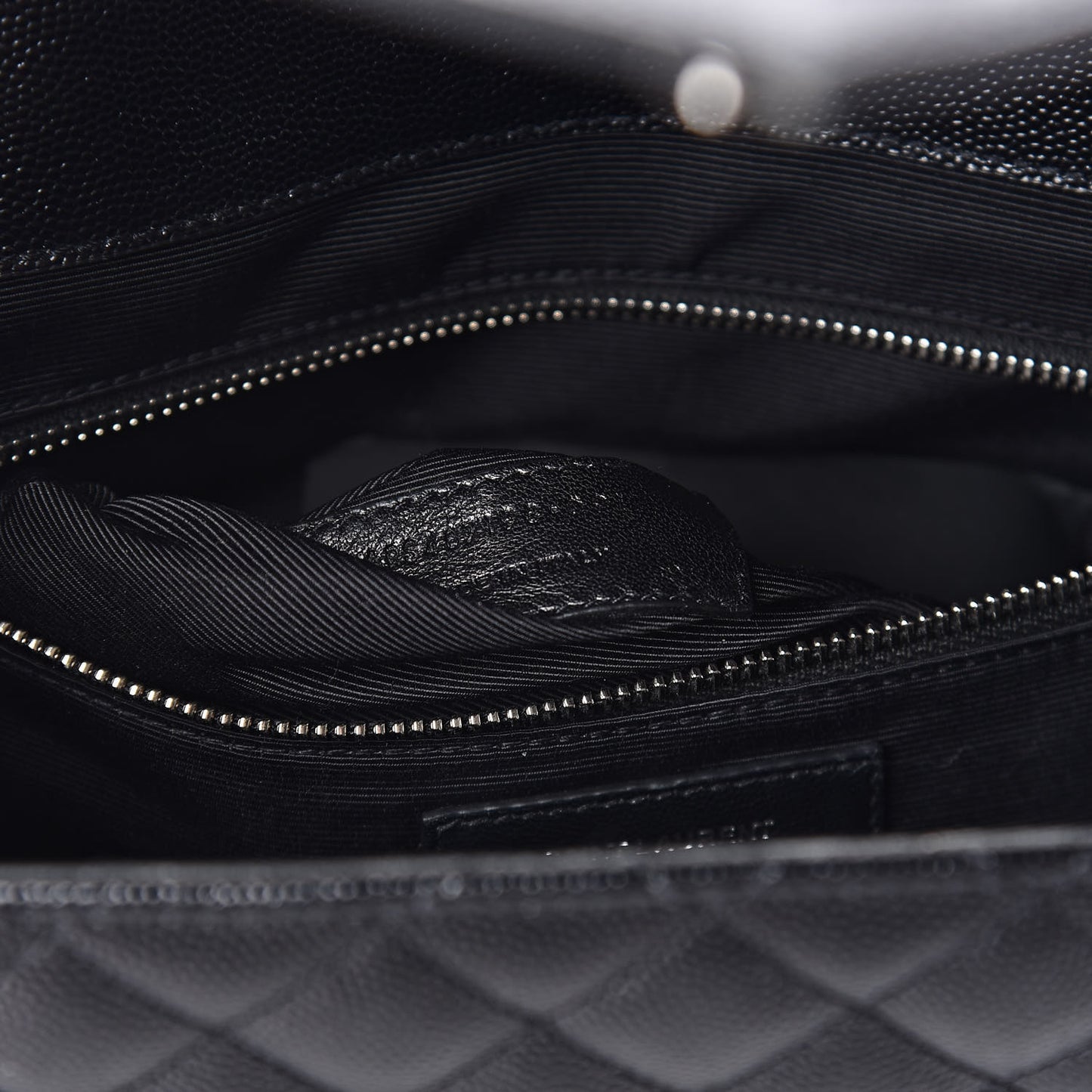 Grain De Poudre Textured Mixed Matelasse Large Triquilt Monogram Satchel Black