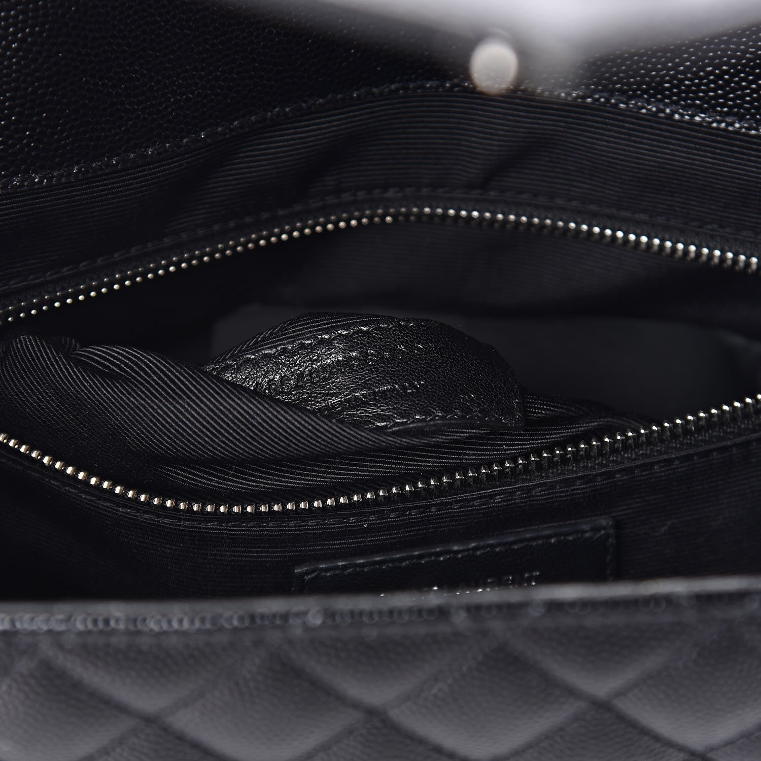 Saint Laurent Grain De Poudre Textured Mixed Matelasse Large Triquilt Monogram Satchel Black 10 of 11