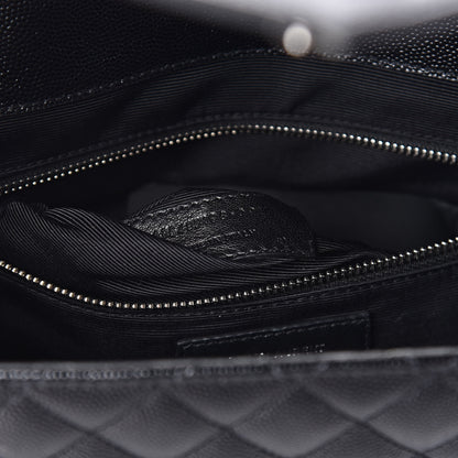 Saint Laurent Grain De Poudre Textured Mixed Matelasse Large Triquilt Monogram Satchel Black 10 of 11