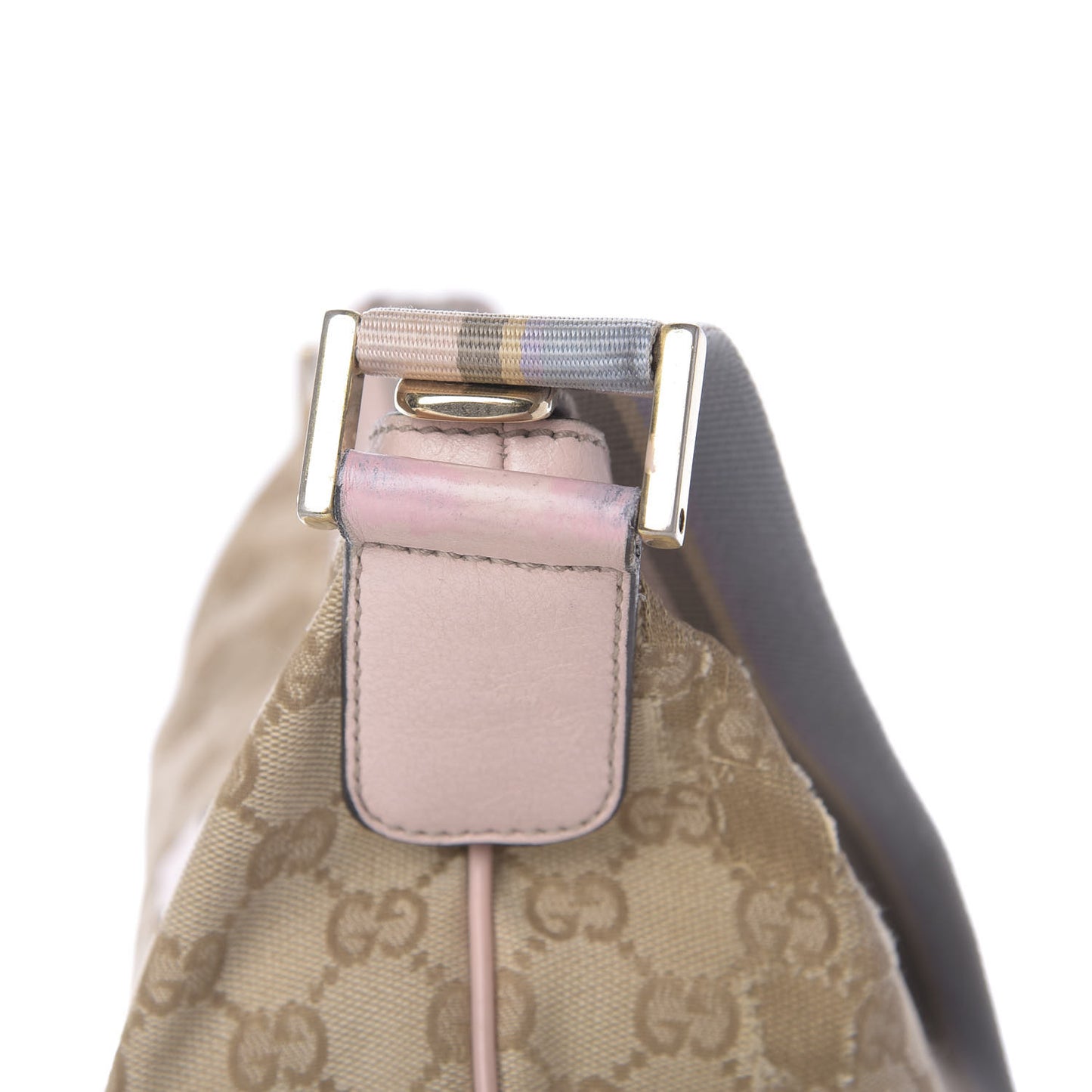 Monogram Web Medium Half Moon Hobo Blue Pink