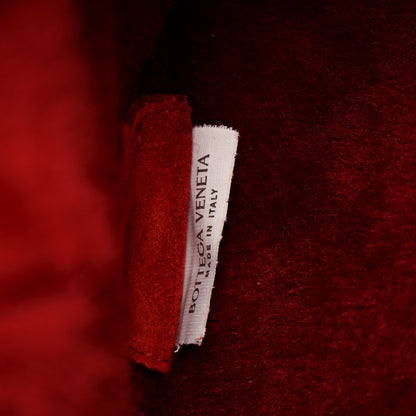 Bottega Veneta Suede Shearling Maxi Intrecciato Small Arco Tote Red 8 of 11
