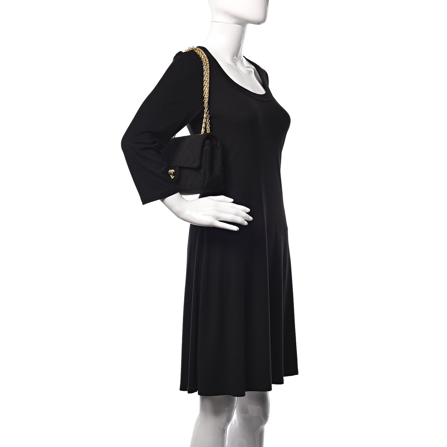 Jersey Quilted Small Double Flap Black