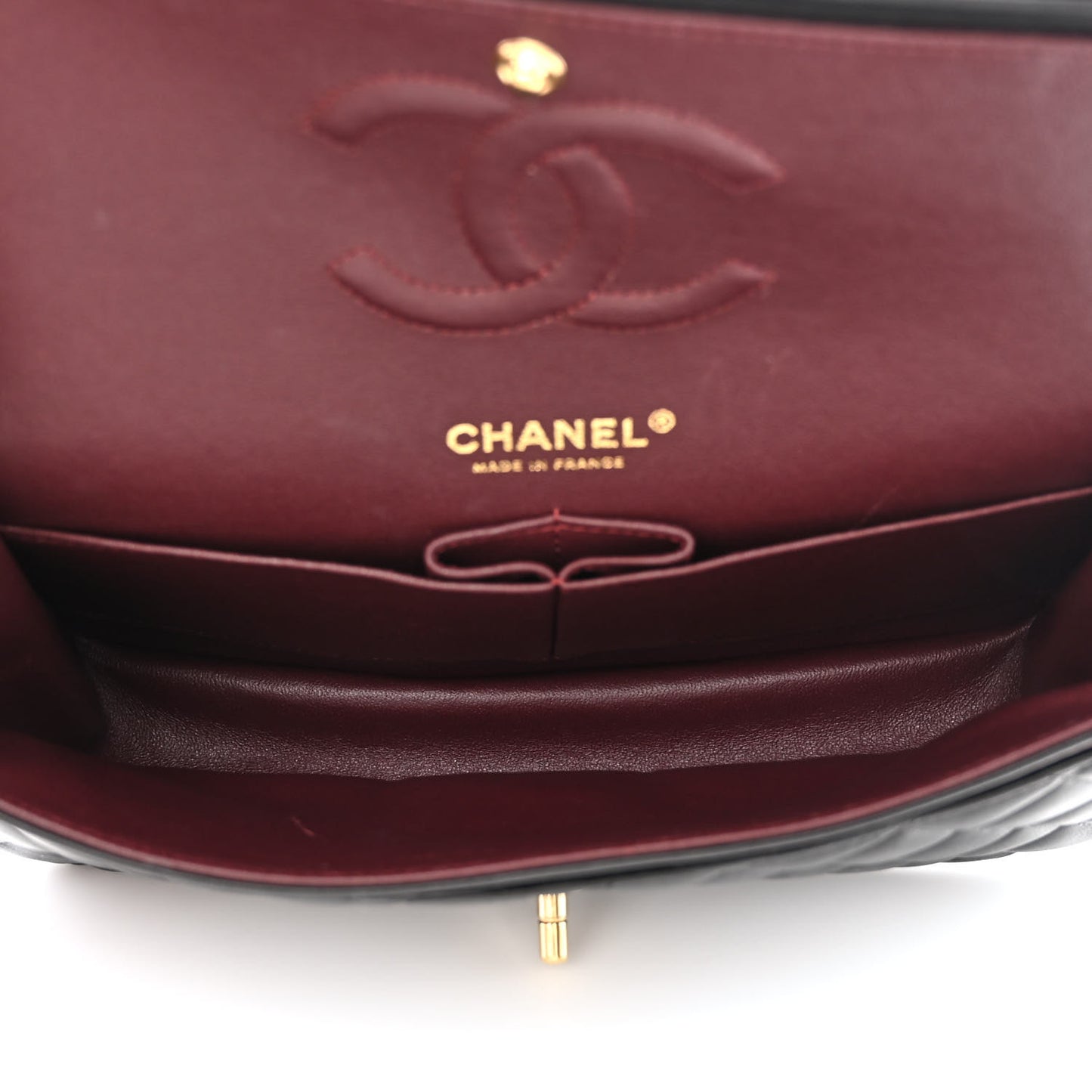 Lambskin Quilted Medium Double Flap Black