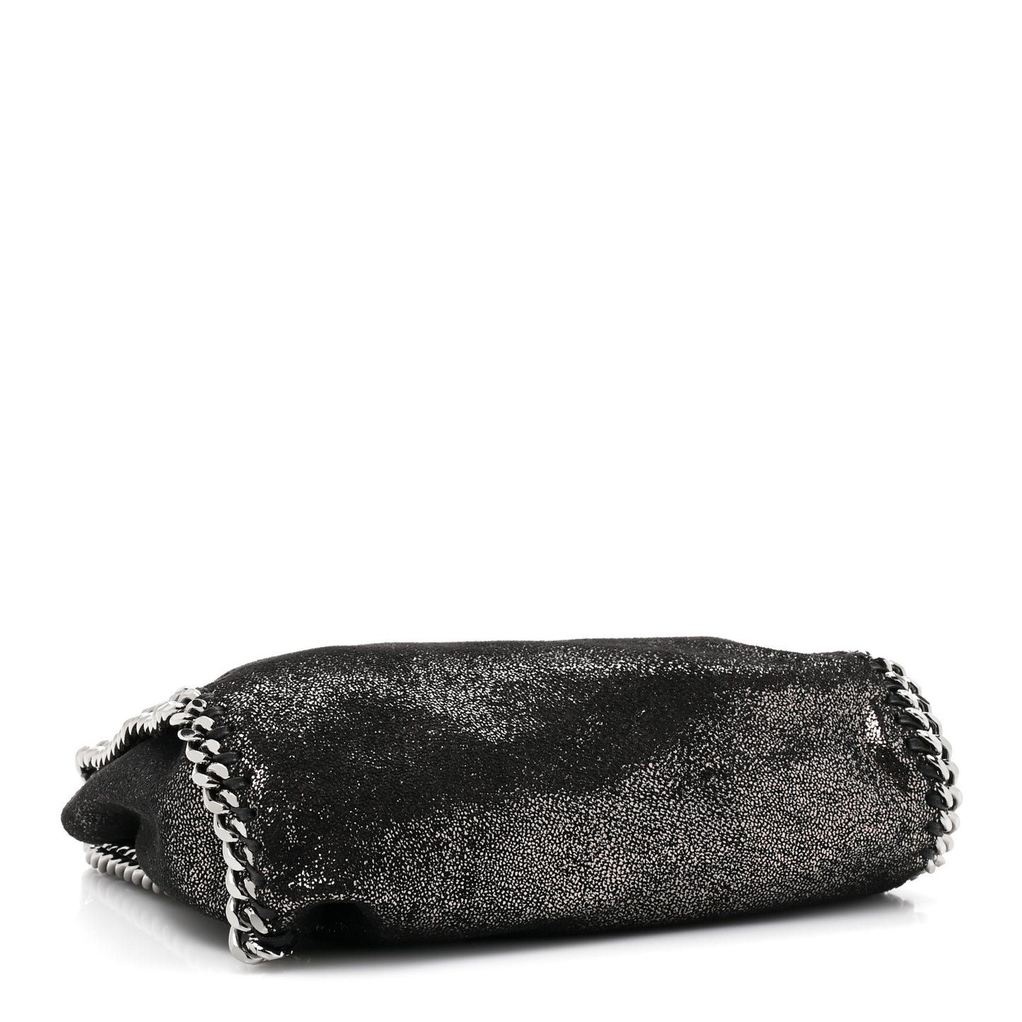 Chamois Shiny Dotted Mini Falabella Fold Over Tote Ruthenium